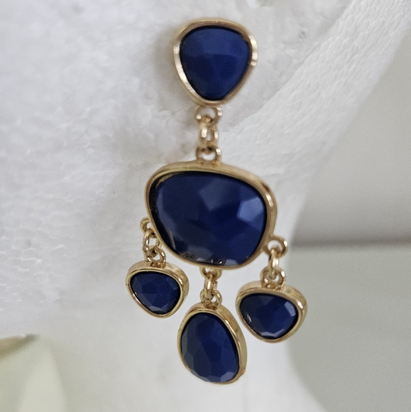 Cobalt Blue Dangly Earrings - Picture 2 of 5
